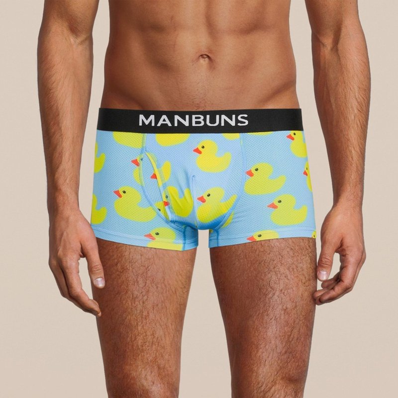 Manbuns Men's Rubber Duckies Boxer Trunk Underwear In Blue