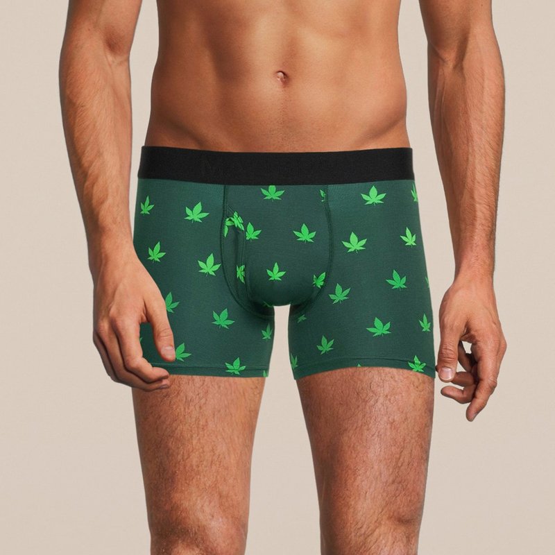 Manbuns Men's Weed Boxer Brief Underwear With Pouch In Green