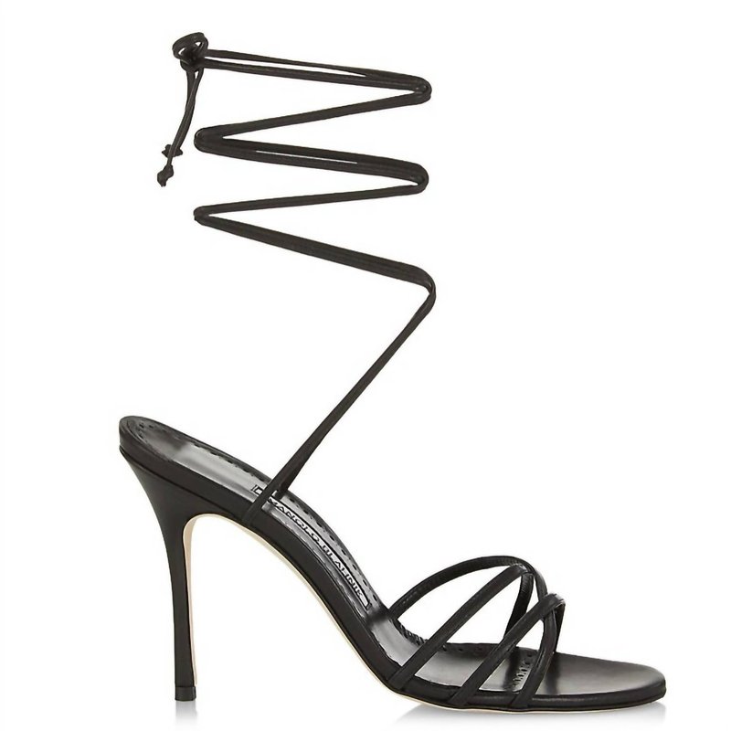 Shop Manolo Blahnik Women Leva 105mm Lace-up Sandals In Black
