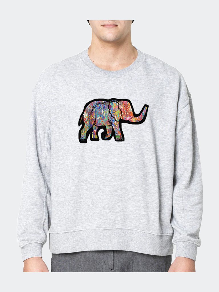 Funky Elephant Sweatshirt Unisex- Eco Friendly And Affordable - Grey