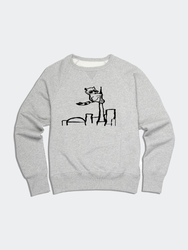 Raccoon On Tower Sweater/Sweatshirt - Grey