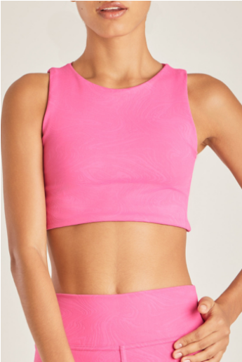 Maqui Textured Twisted Back Sports Bra In Pink