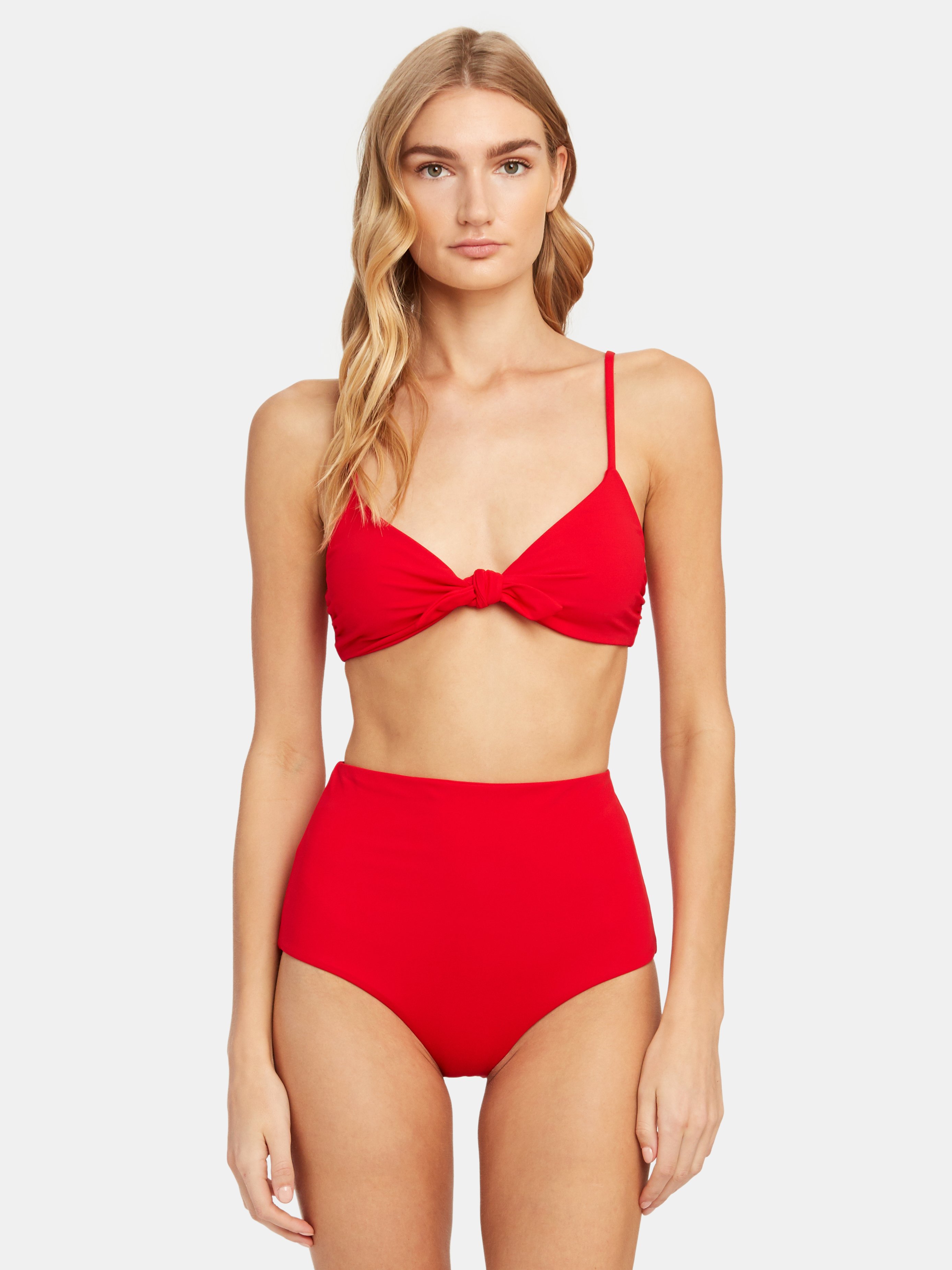 red high rise bikini