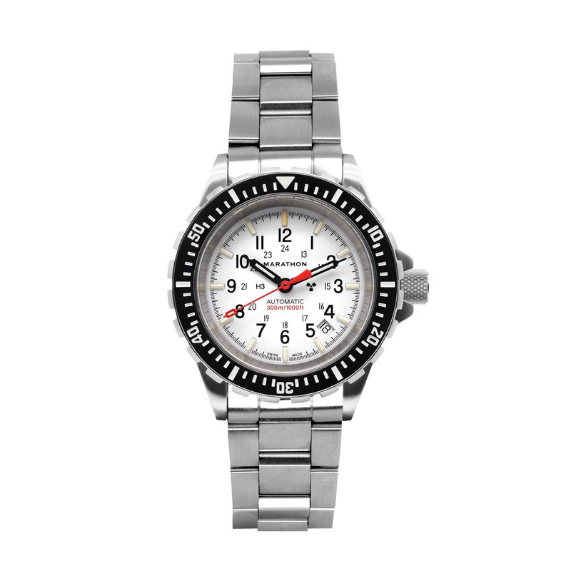 Shop Marathon 41mm Arctic Edition Large Diver's Automatic (gsar) With Stainless Steel Bracelet In White