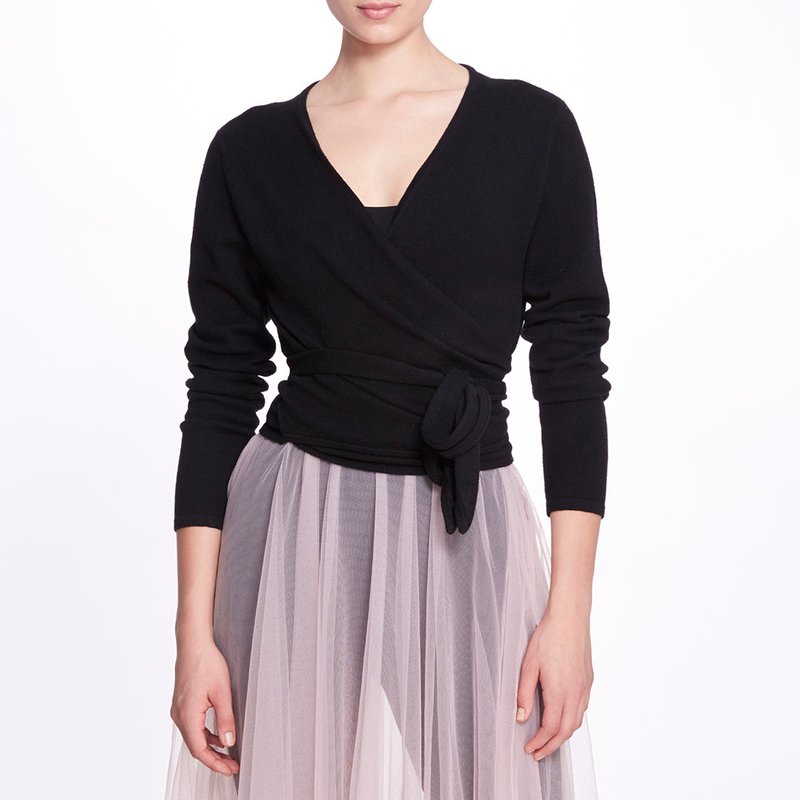 Shop Marchesa Anne Wrap Sweater- Black