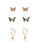 Blue Butterfly Pearl Trio Earrings - Gold