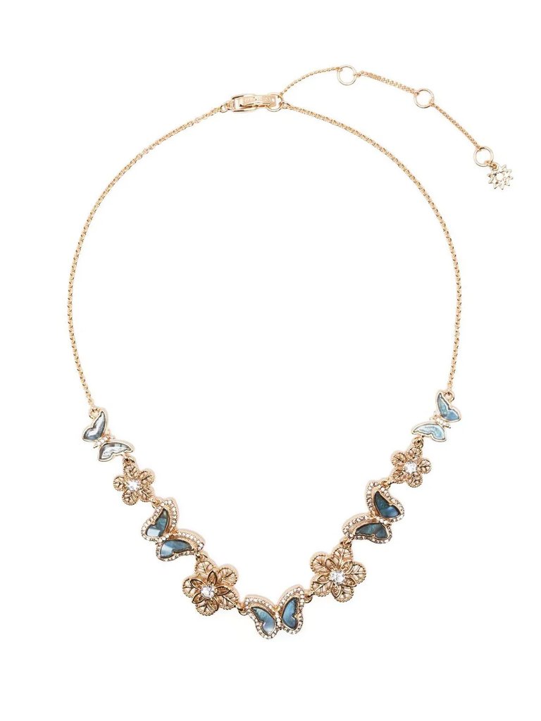 Blue Flutter Necklace - Gold