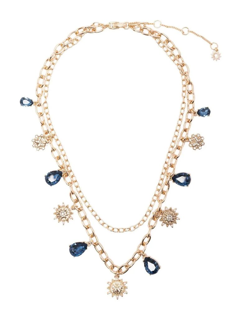 Blue Layered Necklace - Gold