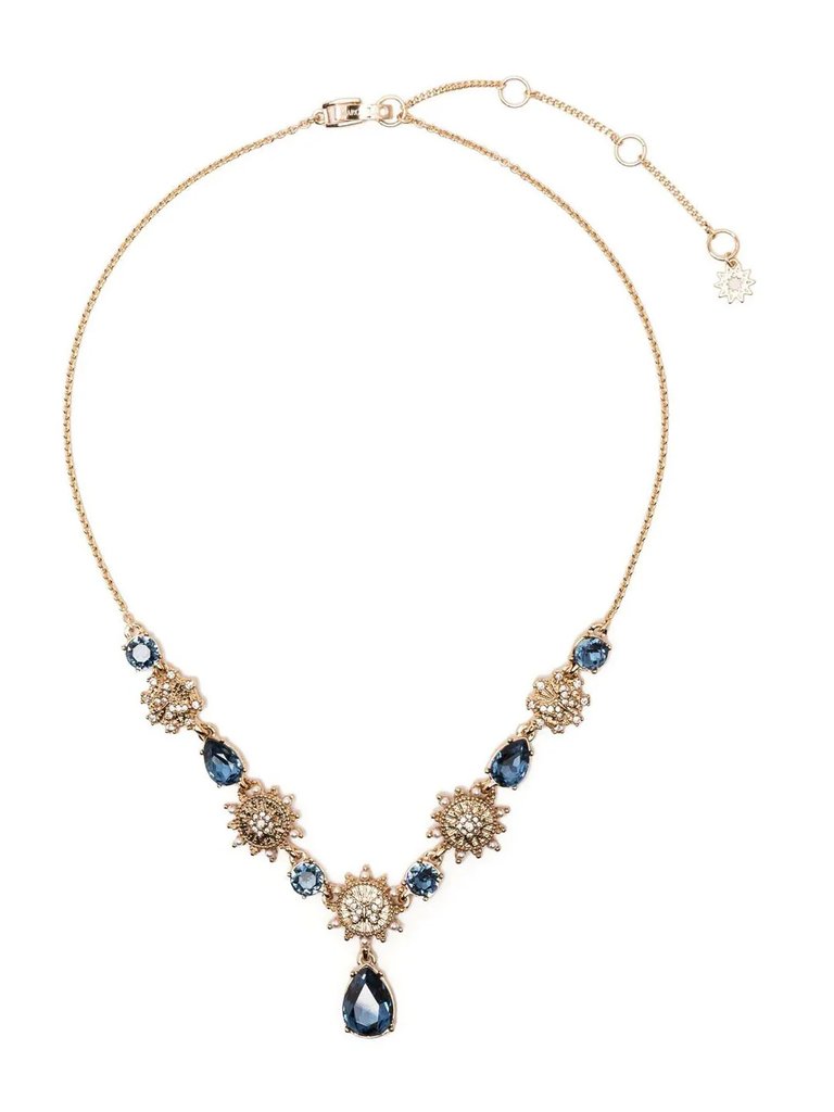 Blue Y Necklace - Gold
