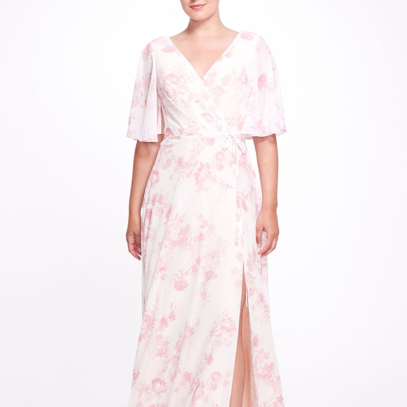Marchesa Bridesmaids Rome Printed Gown In Pink