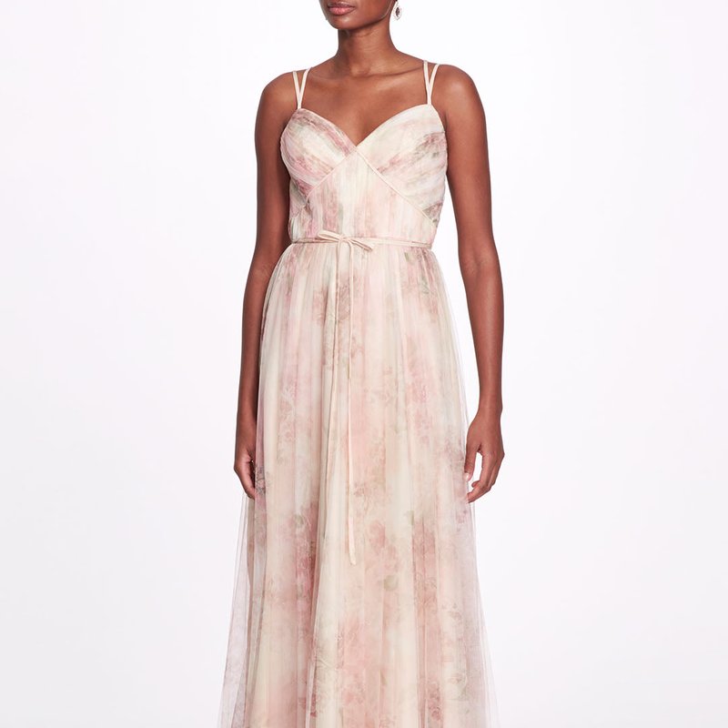 Marchesa Bridesmaids Tuscany Printed Gown In Pink