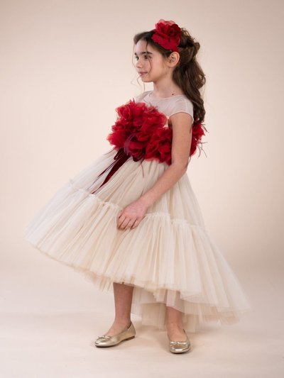 Marchesa Couture Kids Feathers And Flowers Embellished Gown product