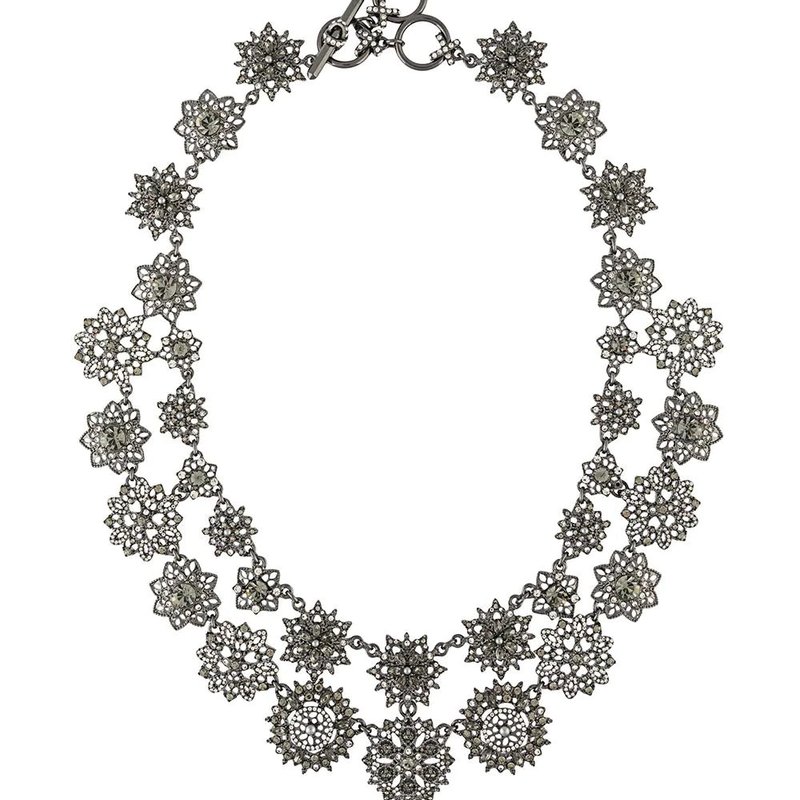 Shop Marchesa Double Strand Flower Necklace In Black