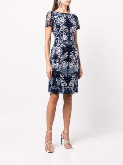 Marchesa Embroidered Cocktail Dress - Navy product