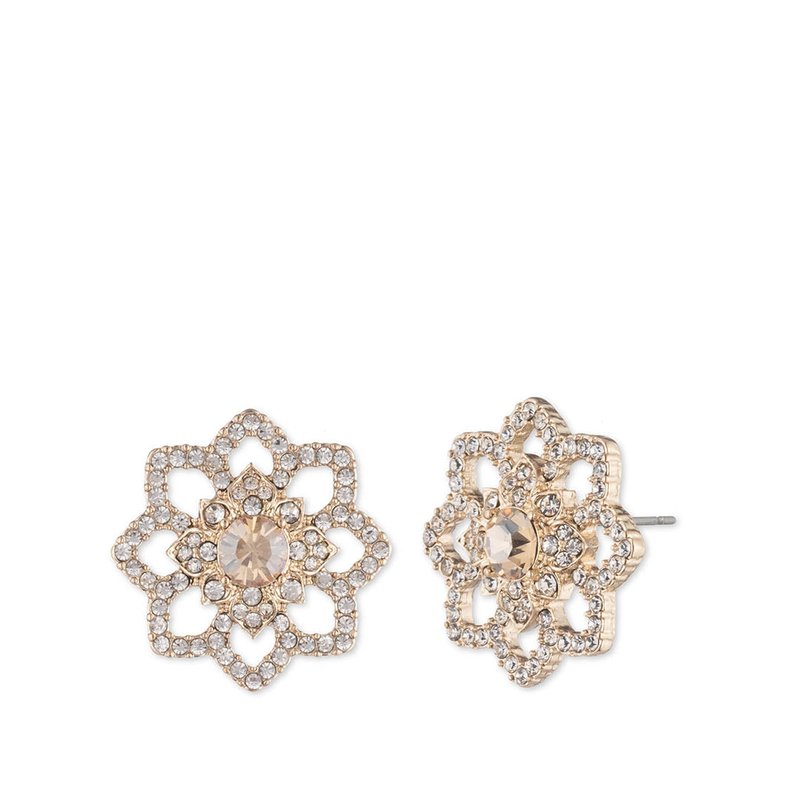 Shop Marchesa Gold Lace Floral Button Earrings