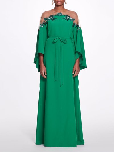 Marchesa Jewel Neck Kaftan Gown - Emerald product