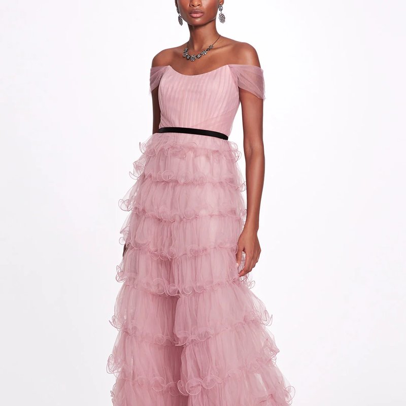 MARCHESA MARCHESA NOTTE MULTI-TIERED TULLE GOWN