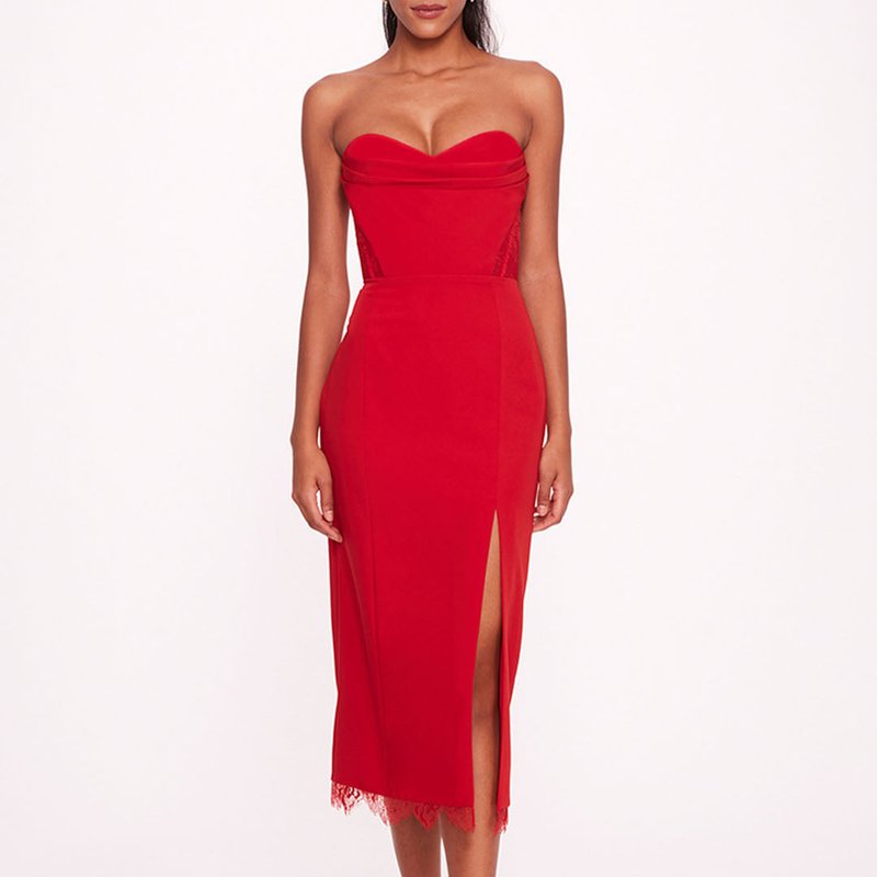 Shop Marchesa Notte Draped Bodice Crepe Dress In Red