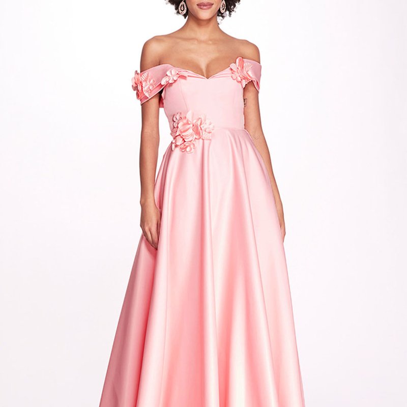 Shop Marchesa Notte Duchess Satin Ball Gown In Pink