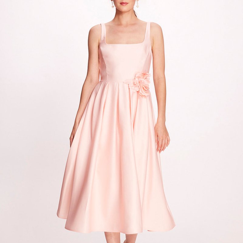 Shop Marchesa Notte Duchess Satin Midi Dress In Pink