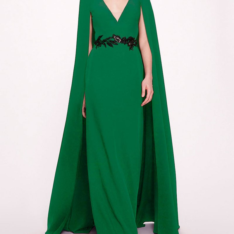 Shop Marchesa Notte Embroidered Belt Kaftan Dress In Green