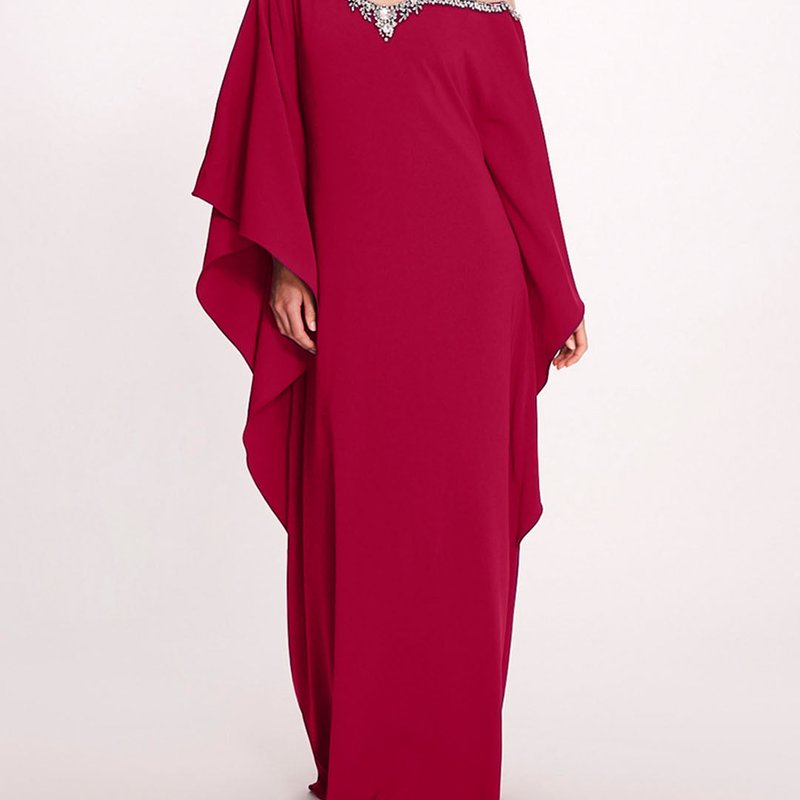Shop Marchesa Notte Embroidered Illusion Kaftan Dress In Pink