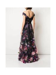 Floral Print Floor Length Gown