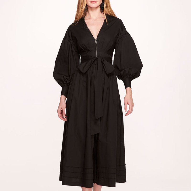 Shop Marchesa Rosa Indigo Midi Dress In Black