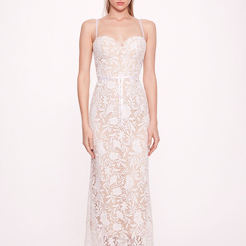 Shop Marchesa Notte Lace Mermaid Gown In White