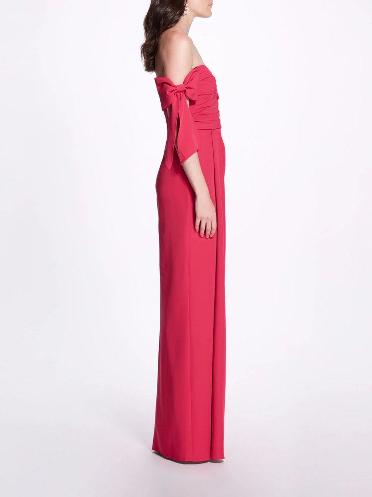 Off Shoulder Bow Sleeve Gown - Fuchsia