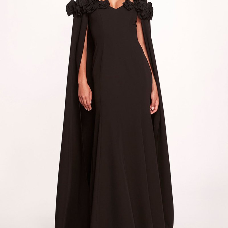Shop Marchesa Notte Off Shoulder Illusion Gown In Black
