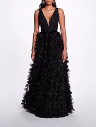 Plunging A-Line Gown - Black - Black