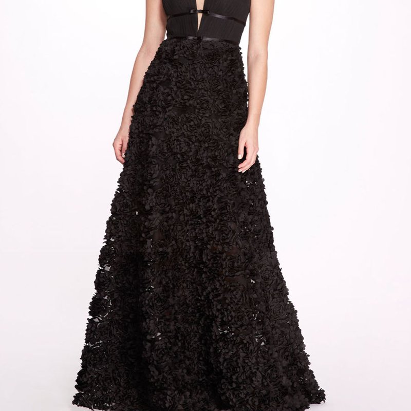 MARCHESA NOTTE PLUNGING V-NECK BALL GOWN