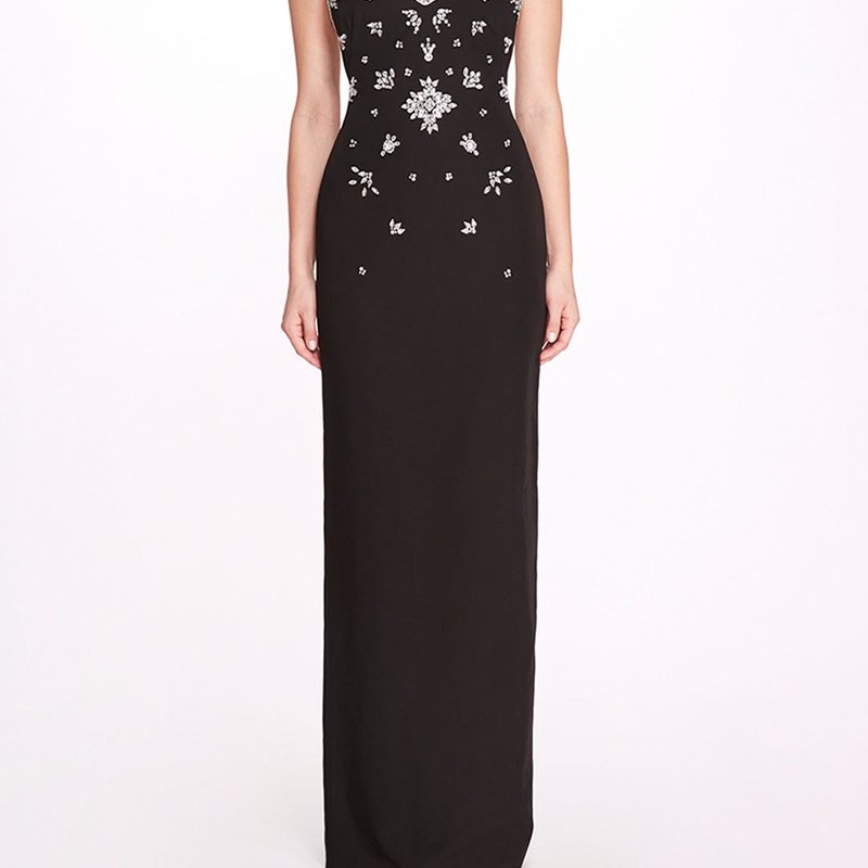 Shop Marchesa Notte Scattered Crystal Column Gown In Black
