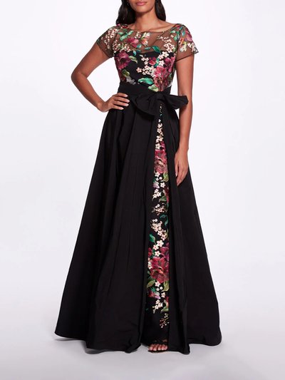 Marchesa Notte Short Sleeve Embroidered Floral Gown product