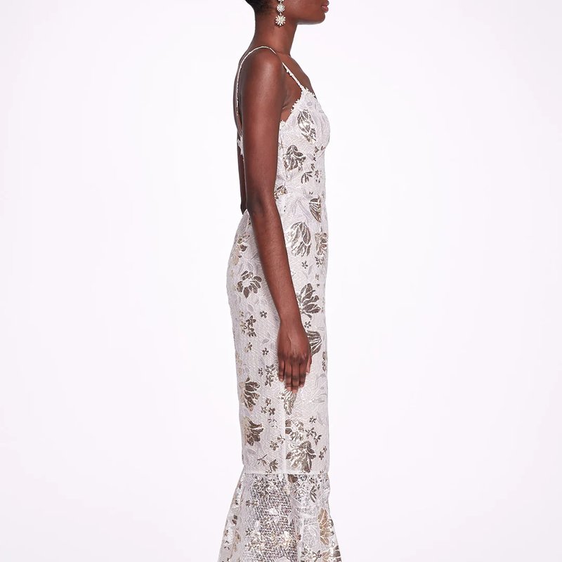 Shop Marchesa Notte Sleeveless Tea-length Gown In White