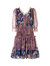 Smocked Floral Mini Cocktail Dress - Orchid/Navy