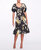 Sweetheart Neckline Floral Print Fitted Midi Dress - Black