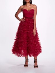 Sweetheart Tea Length Gown - Red