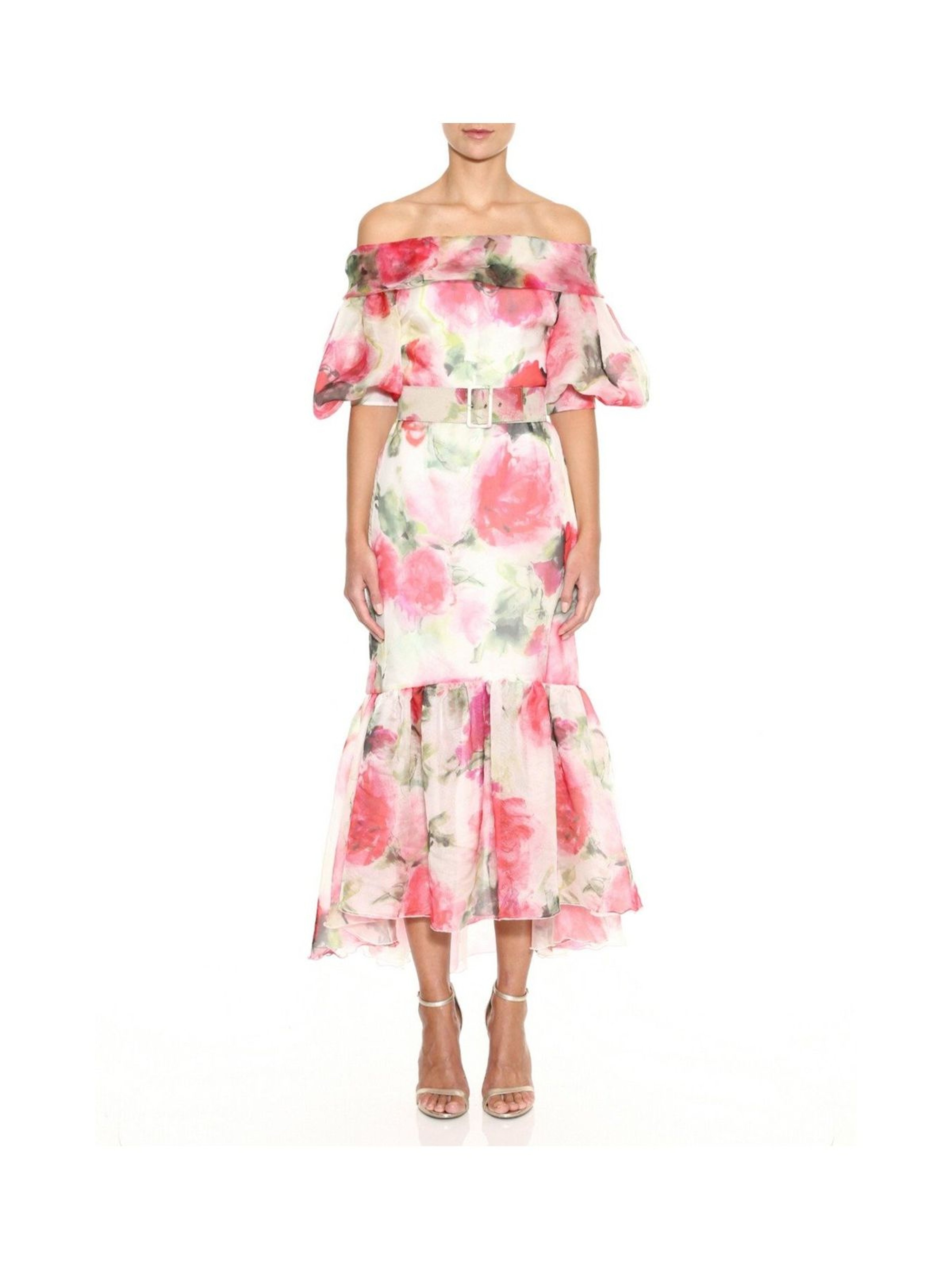 Marchesa Off-the-shoulder Cocktail Dress In Pink | ModeSens