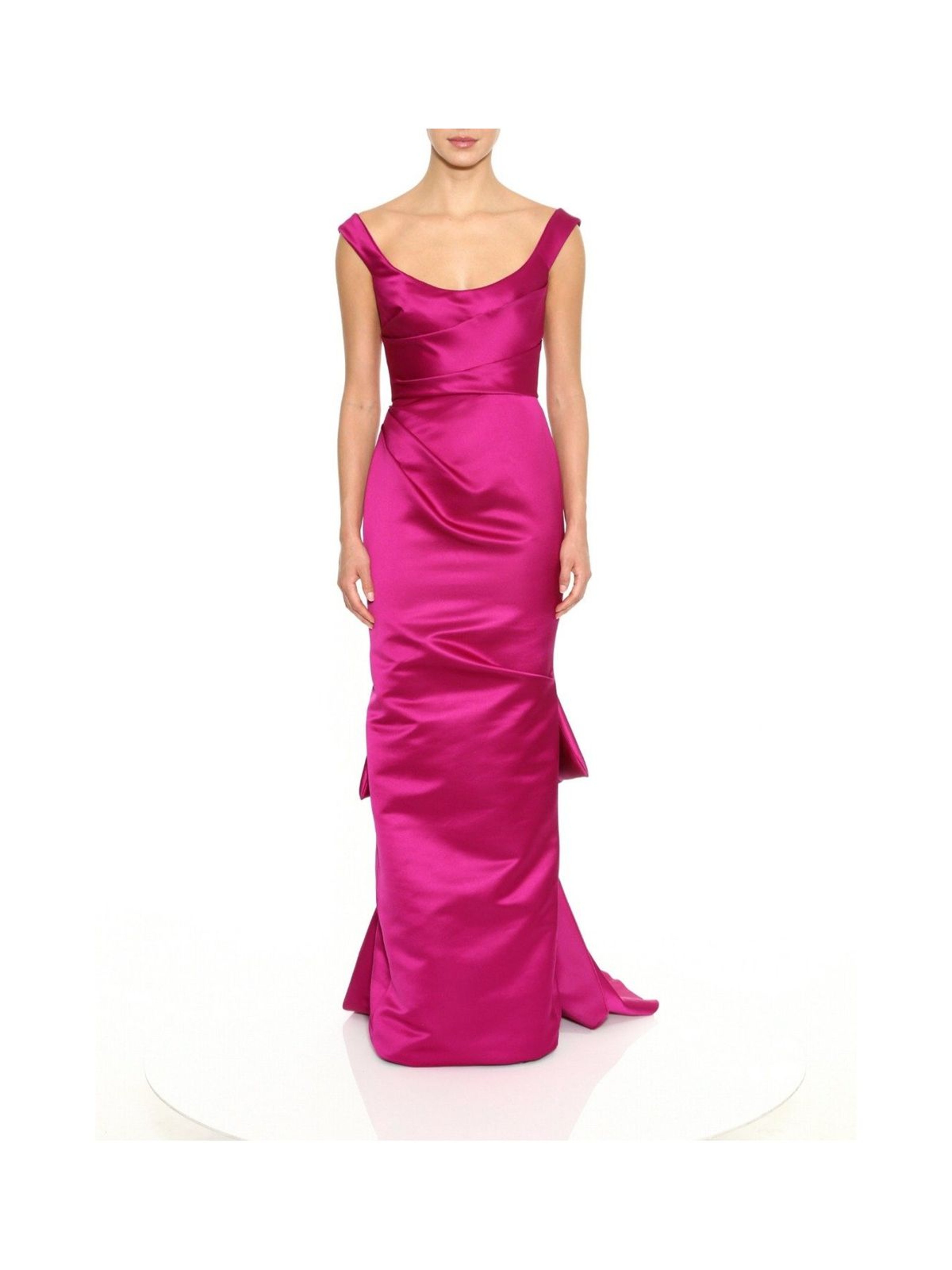 Marchesa Off-the-shoulder Faille Column Gown In Pink