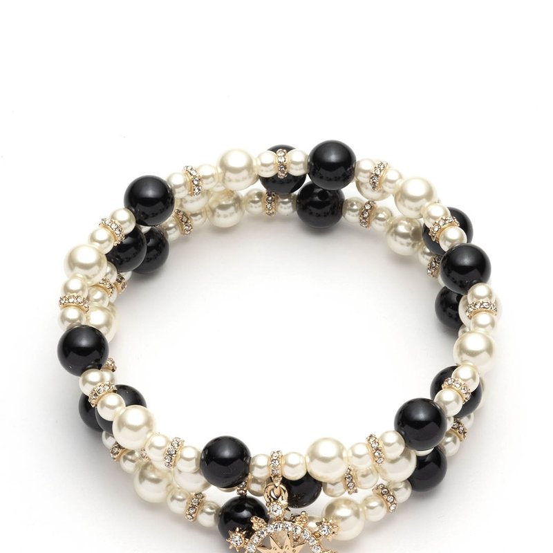 Shop Marchesa Pearl Bracelet Set In Black