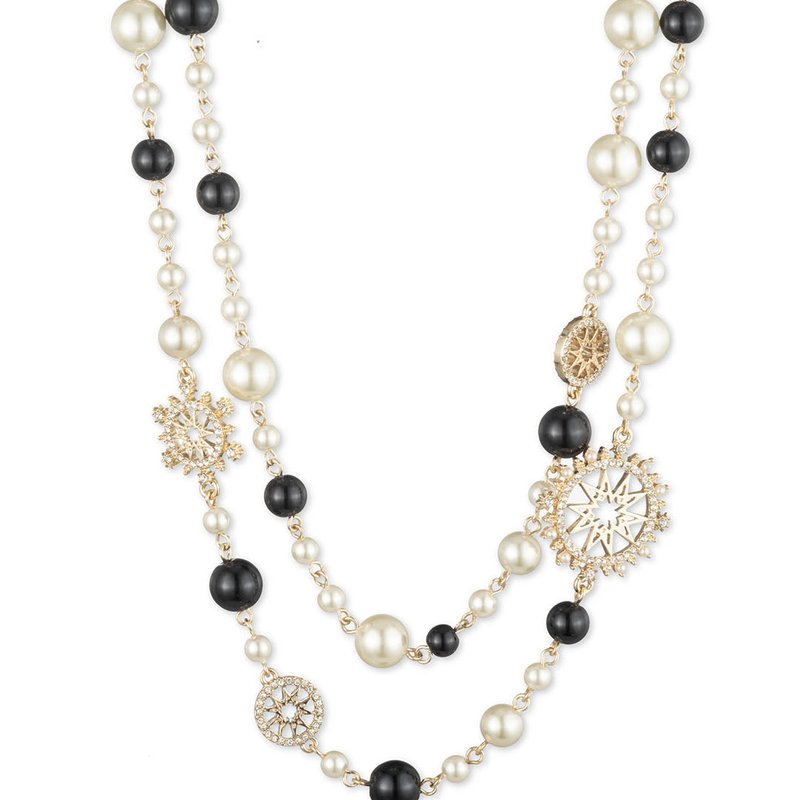 Shop Marchesa Pearl Collar Necklace In Black