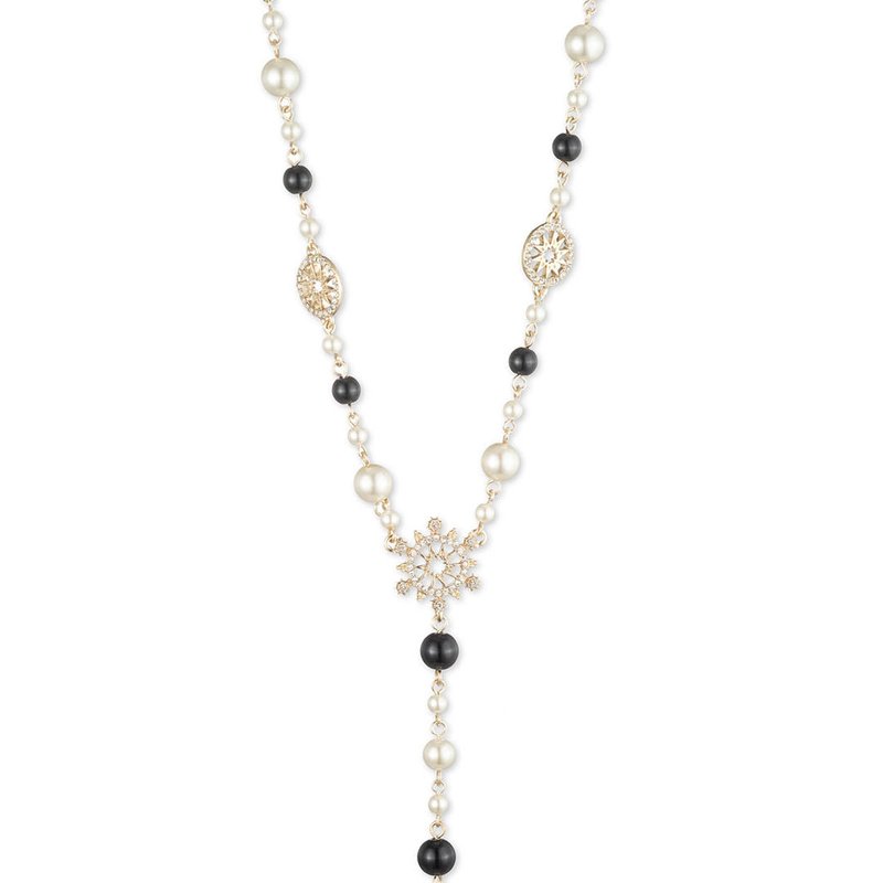 Shop Marchesa Pearl Y Necklace In Black