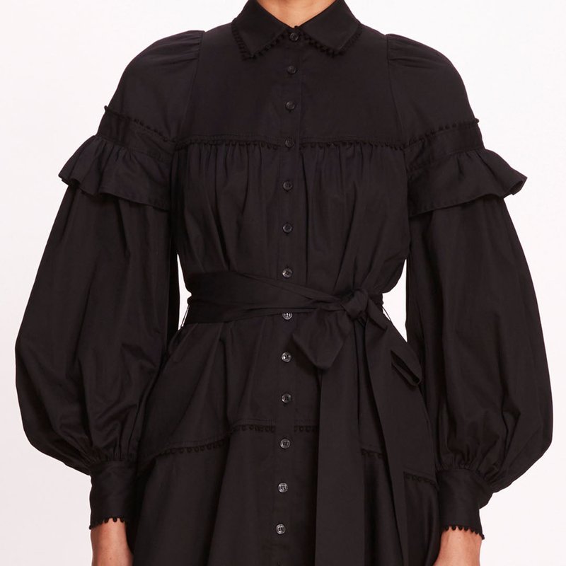 Marchesa Rosa Laurel Shirtdress In Black