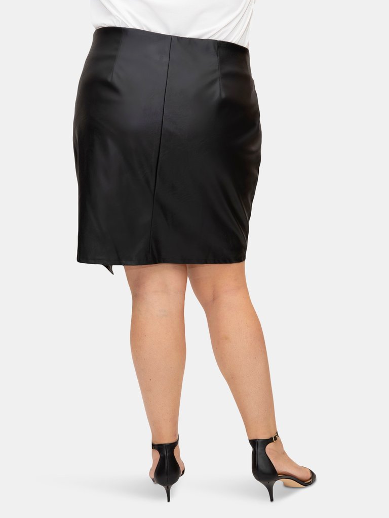 Asymmetrical Pleather Skirt with Side Slit