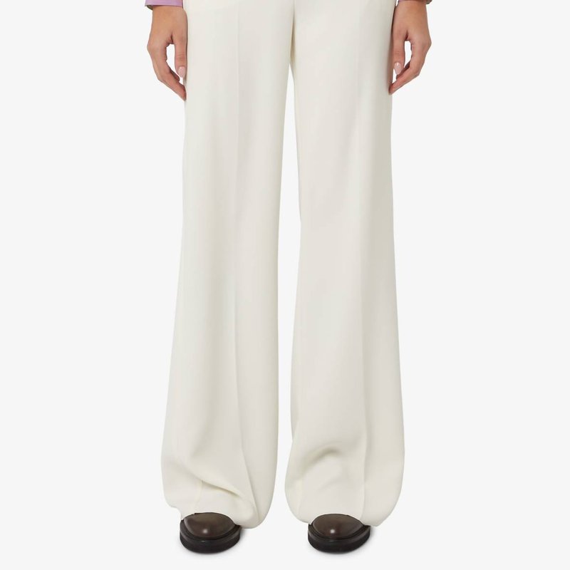Shop Marella Plata Full Leg Side Zip Crepe Pant In White
