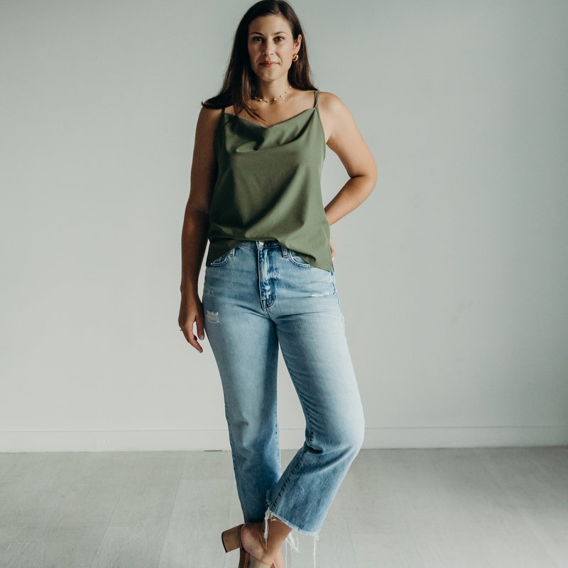 Shop Margo Paige Cowl Neck Cami In Green
