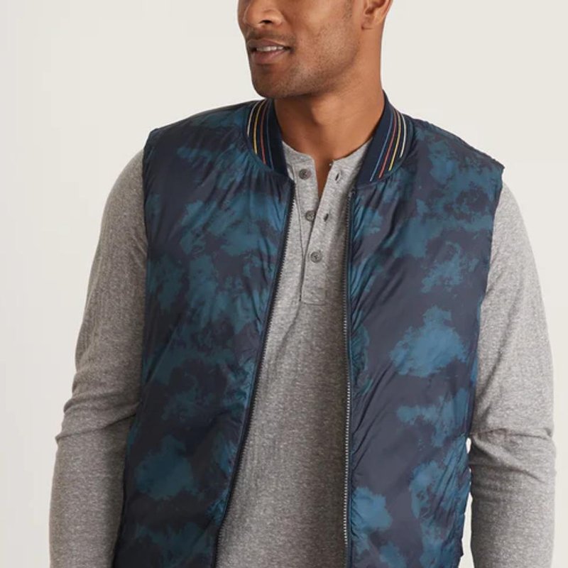 Shop Marine Layer Light Weight Reversible Puffer Vest In Blue