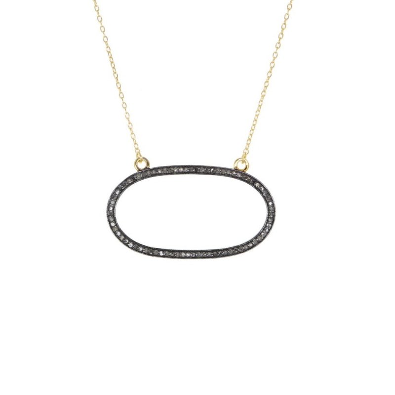 Marlyn Schiff Gold Plated Necklace With Diamond Link Charm In Black